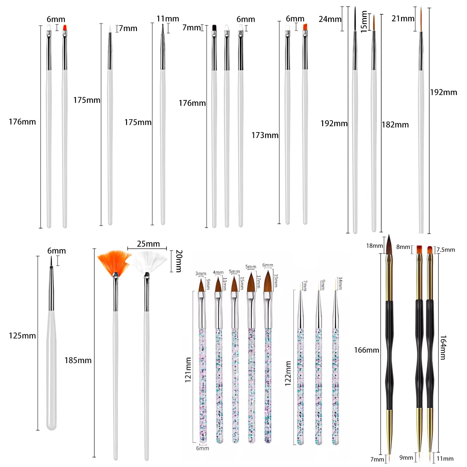 31Pcs Nail Art Brushes Set, Professional Nail Brush Dotting Tools Kit - Image 4