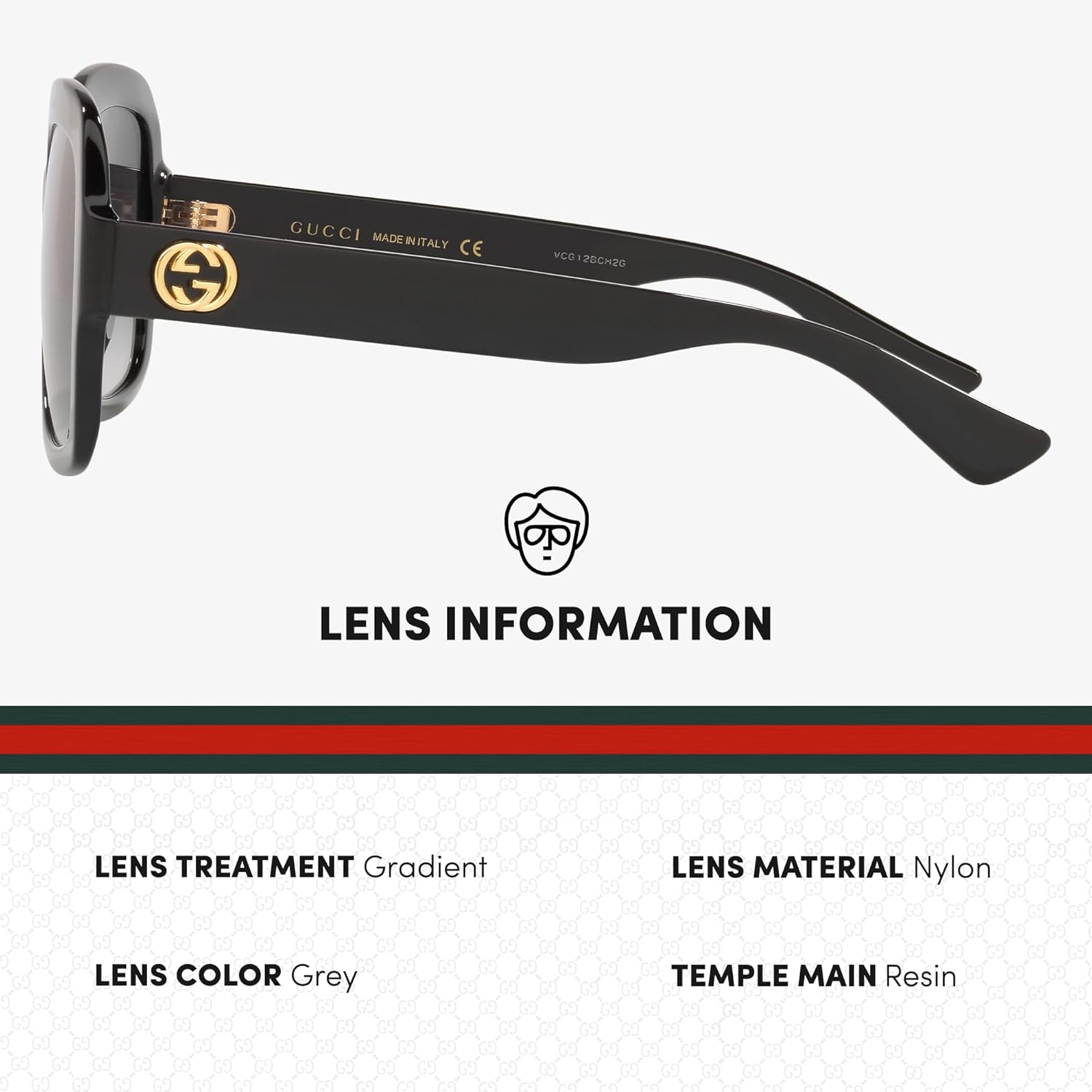 Gucci GG0036SN GG Interlocking Logo Woman Rectangular Shape Sunglasses wit Luxury Eyewear Kit - Image 5