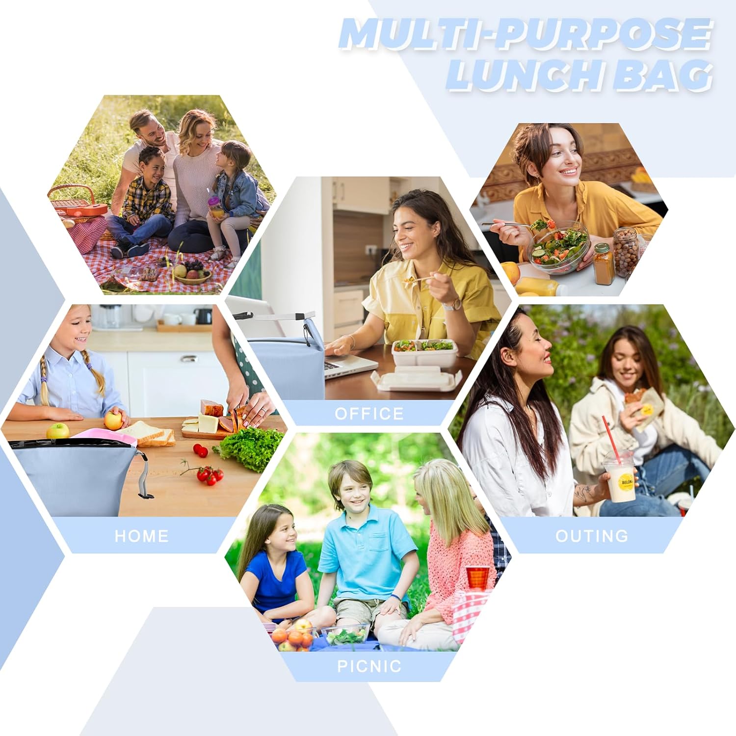 Lunch Bag for Women & Men Fresh Keep Lunch Box, Small Leakproof Cooler Bag Food Lunch Containers High Capacity Reusable Loncheras para Mujer for Work, Office, Picnic, Travel (Blue) - Image 6