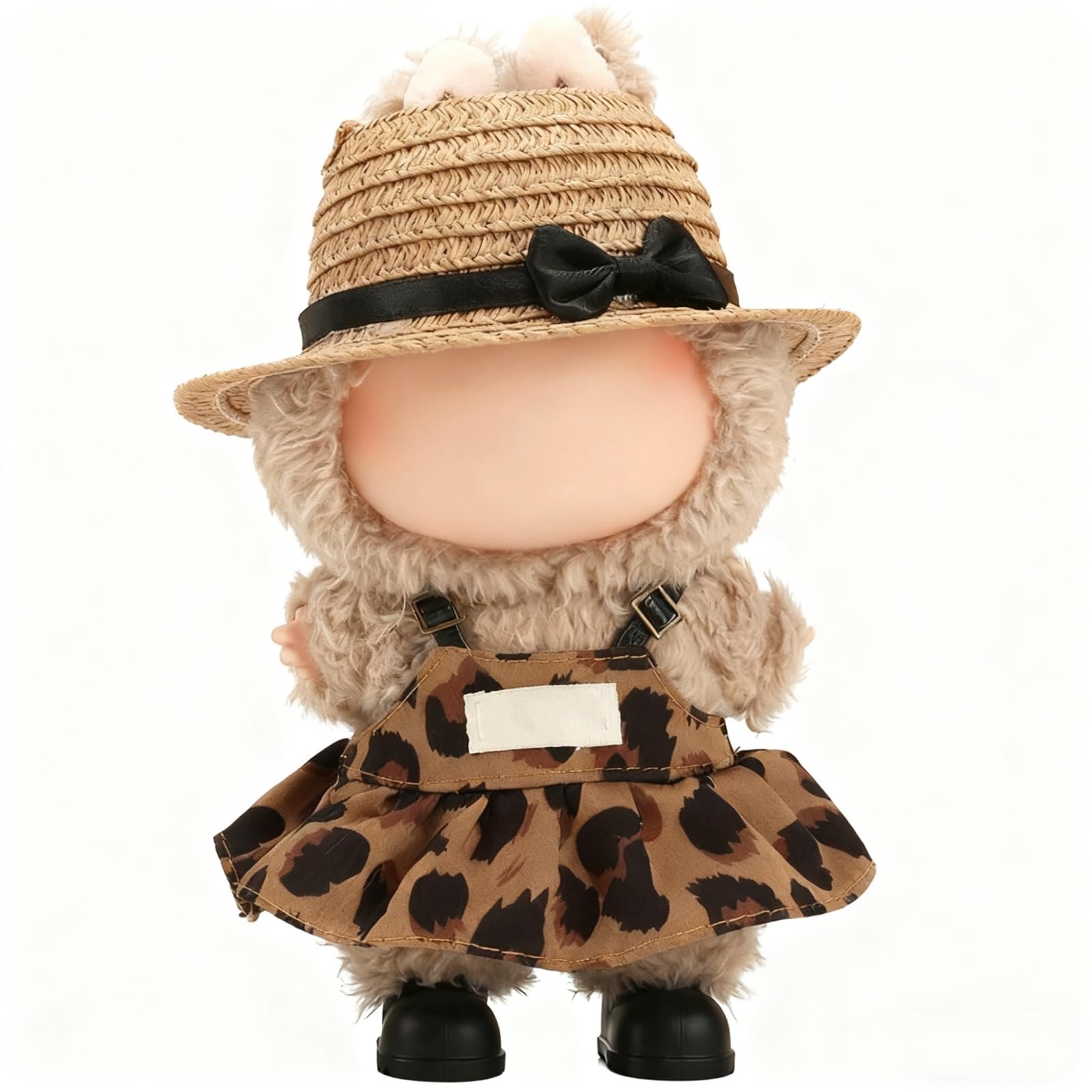 17cm Labubu Doll Clothes - Cozy Leopard Print Pajama Set, Cute Night Theme Unisex Outfit for Boys & Girls, Dress Up Costume Accessories (Doll Not Included) (Style 2)