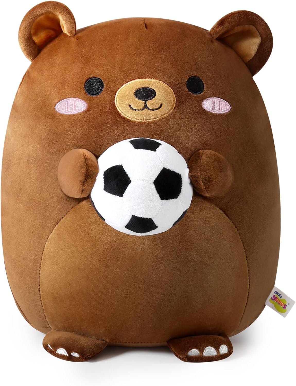 Onsoyours Original Bear Plush with Soccer Ball, Cute 12 inch Sport Brown Bear Stuffed Animal, Ultra Soft Collectible Hugging Gift Plush Toy