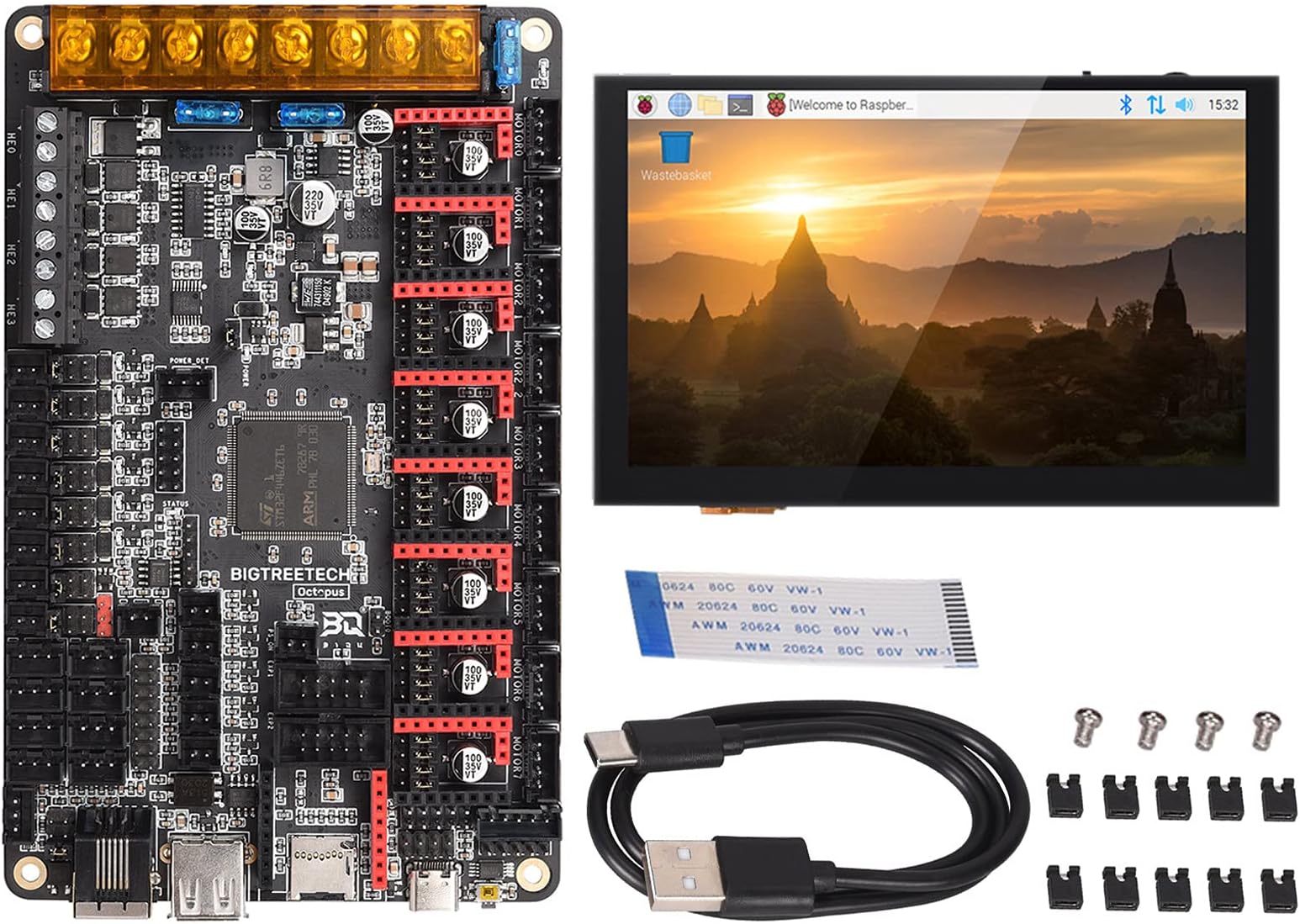 BIGTREETECH Octopus V1.1 Control Board+PITFT50 V2.1 Touch Screen Display Compatible with BTT Pi 2 TMC2209 Stepper Driver Upgrde Running Klipper for Voron 2.4, CoreXY, VzBot 3D Printer