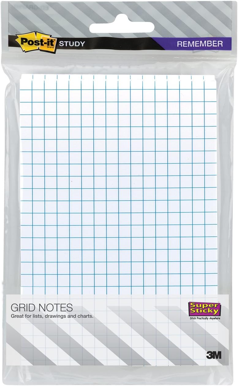 Amazon.com : Post-it Study Grid Notes, Super Sticky, 4 -Inches x 6 ...