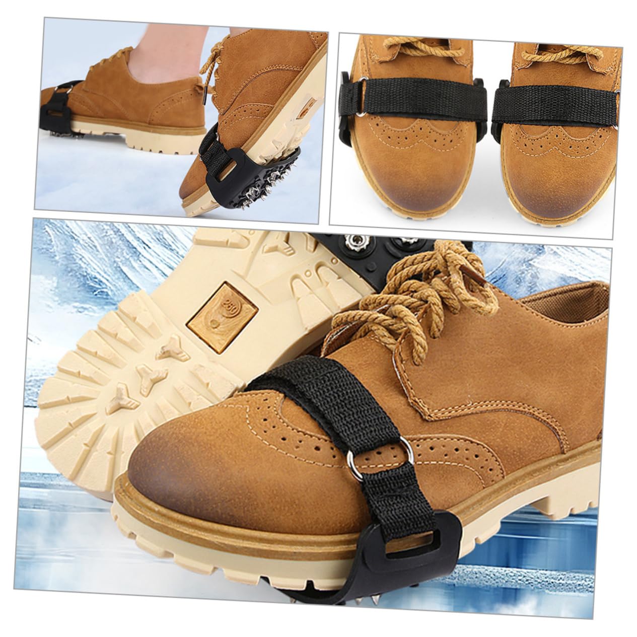 COOLHIYA 1pair Practical Shoes Crampons Anti-Slip Ice Grippers for Outdoor Activities Lightweight Traction Spikes for Hiking Walking and Snowshoeing for Winter Safety