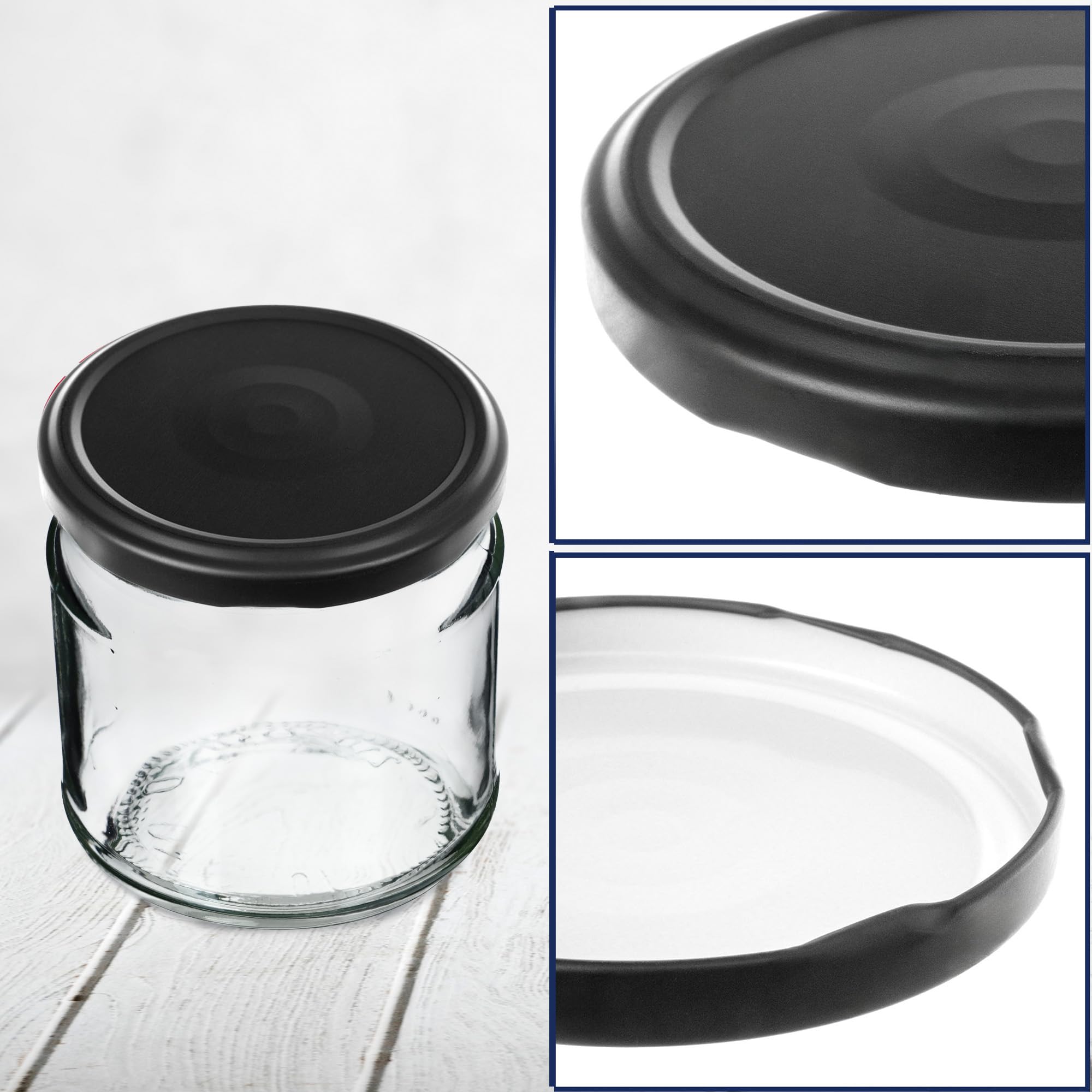 KADAX Set di 100 coperchi a Vite Twist-off Ø66 mm Nero Opaco – coperchi di Ricambio in Metallo per barattoli 200-350ml per marmellate, Miele e spezie, Chiusura ermetica
