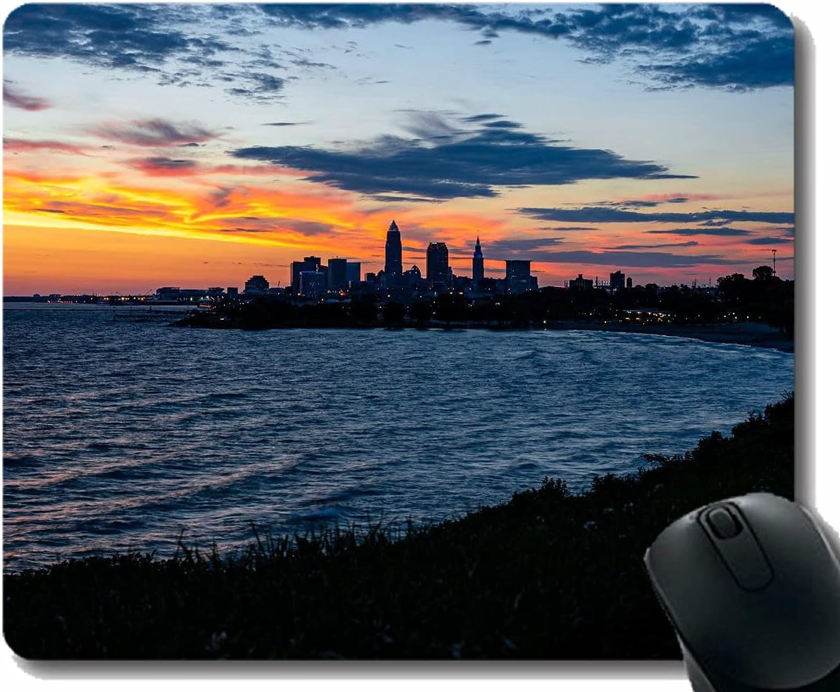 Personalisierte Mauspad, Gebäude Häuser River Sunset Light Gaming