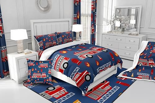 Miniatura 6 de Juego de funda de edredón de dibujos animados para niños, niñas, adolescentes, decoración de habitación de bomberos, juego de funda de edredón de