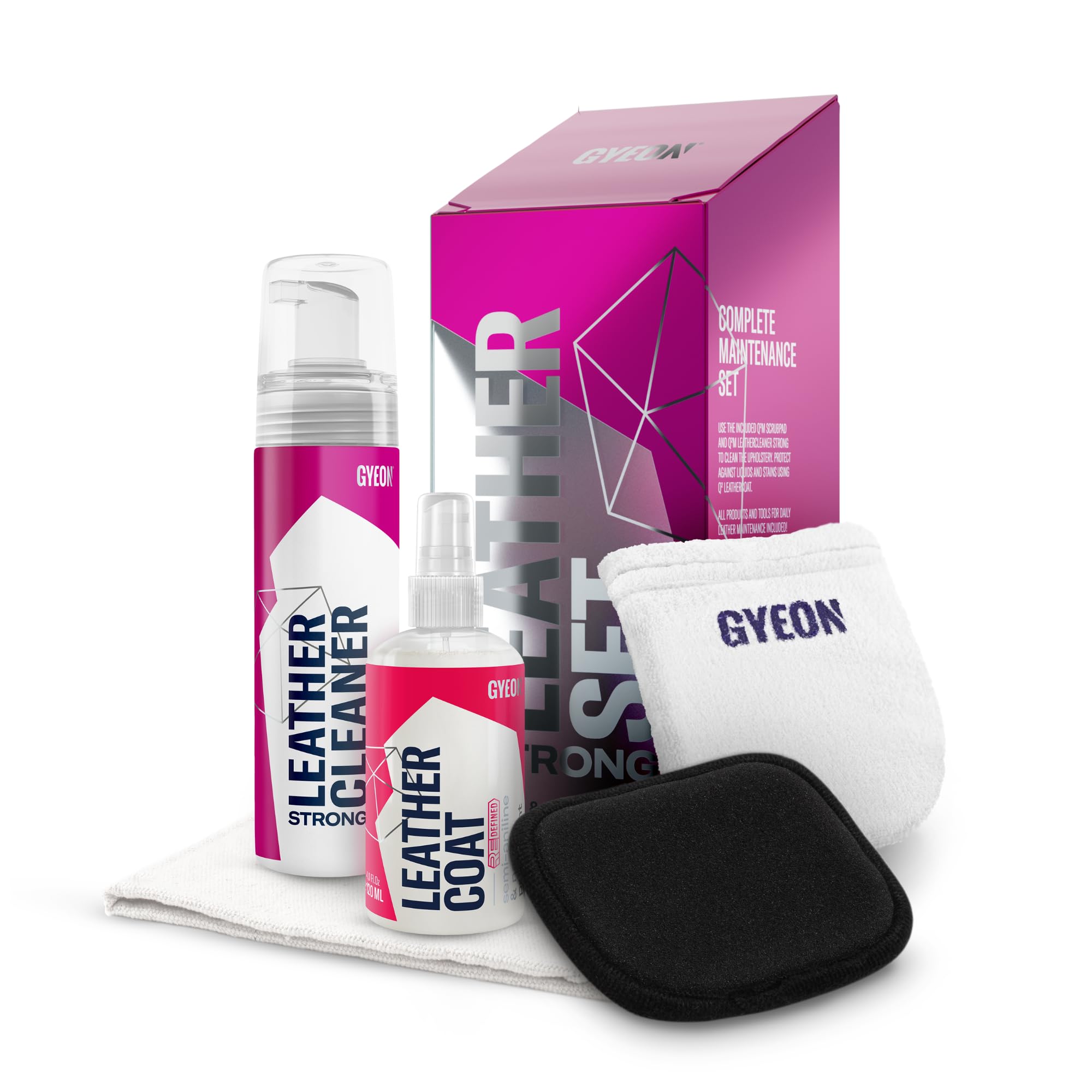 quartz LeatherSet Strong - Interior Detail Kit - Easy to Use Ceramic Leather Protection - Natural Satin Shine - Hydrophobic Protection - Prevents Fading - UV Protection