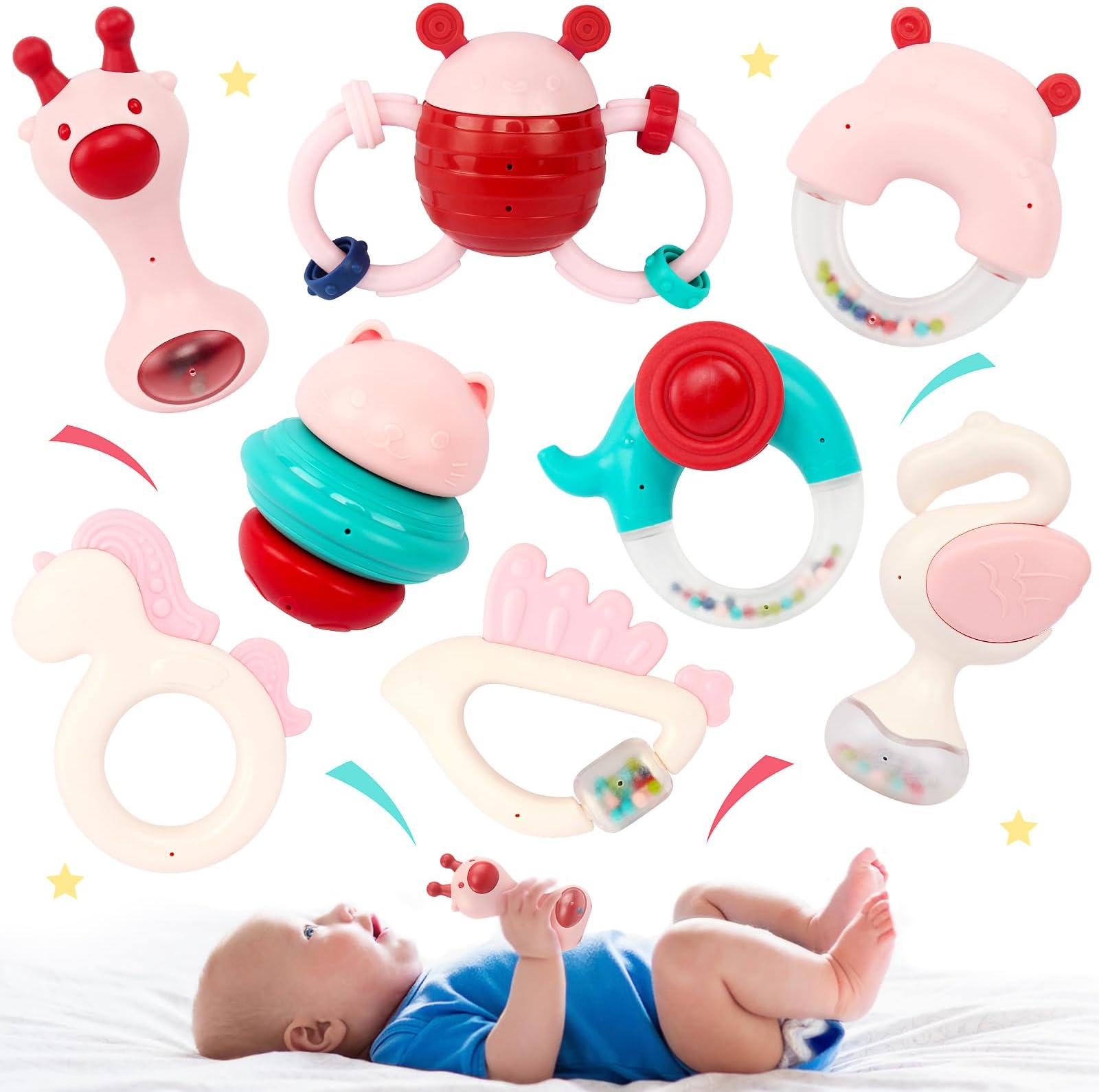 Baby Rattles 06 Months 17 Pcs Baby Rattle Toys Set