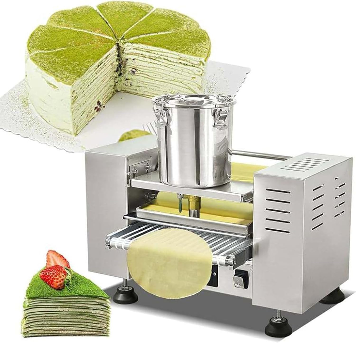 Cake Crust Machine,Commercial Crepe Machine,100-300 Pieces/H,Adjustable Speed,for Cake,Tortilla,Pizza 8in