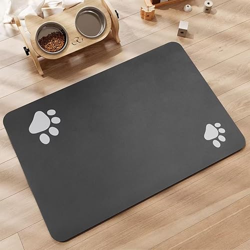 PADOOR Pet Feeding Mat-Absorbent Dog Mat for Food and Water Bowl-No Stains Easy Clean Dog Food Mat-Quick Dry Water Dispenser-Puppy Supplies Accessories