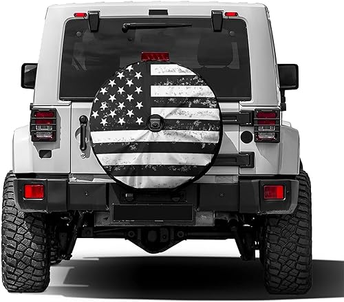 Delerain Cubierta de neumático de repuesto con agujero de cámara de respaldo, cubierta de rueda de bandera estadounidense, impermeable, a prueba de