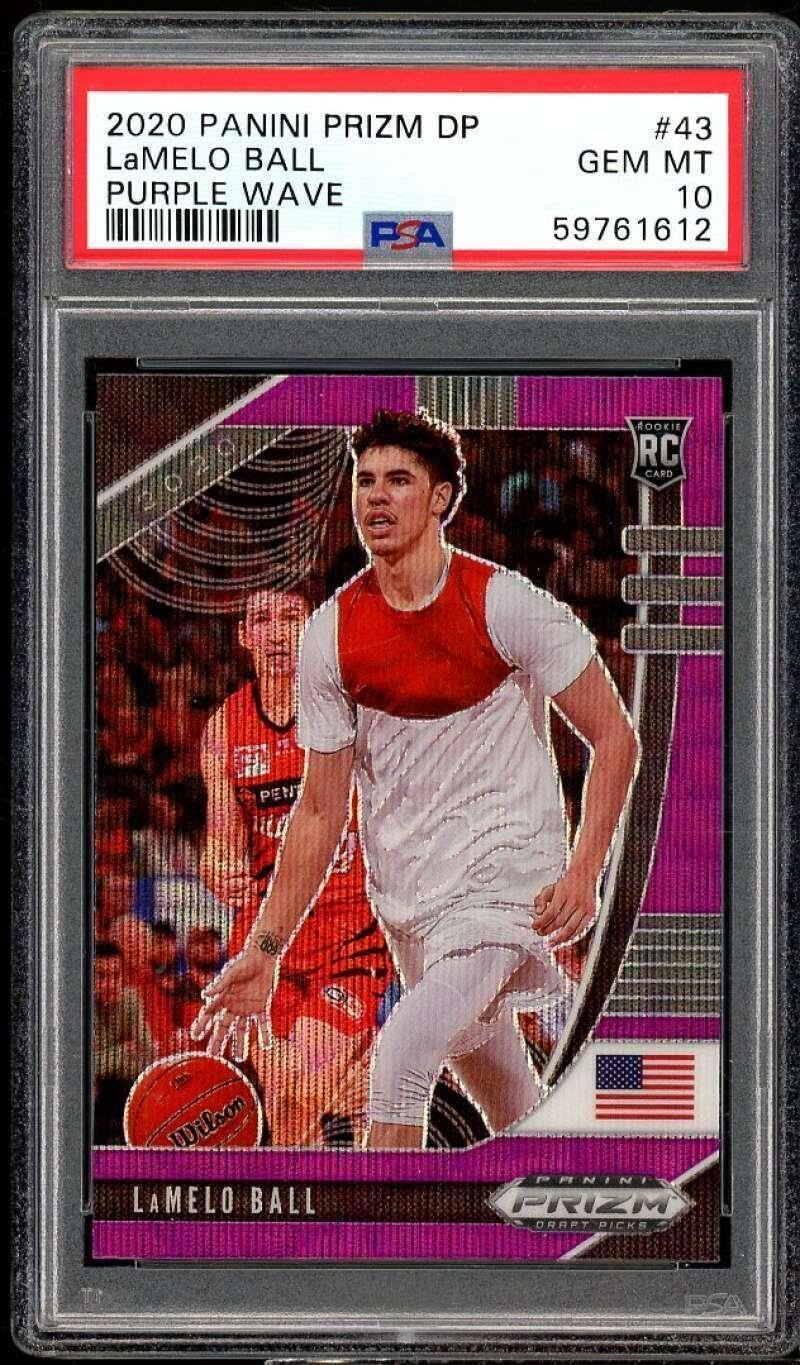LaMelo Ball Rookie Card 2020-21 Panini Prizm Draft Picks Wave #43 PSA 10 - Basketball Slabbed Rookie Cards