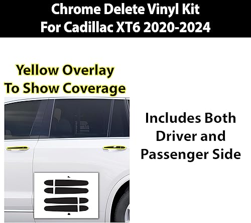 Miniatura 2 de BOGAR TECH DESIGNS Manija lateral cromada borrar superposiciones compatibles con Cadillac XT6 2020-2024, negro brillante