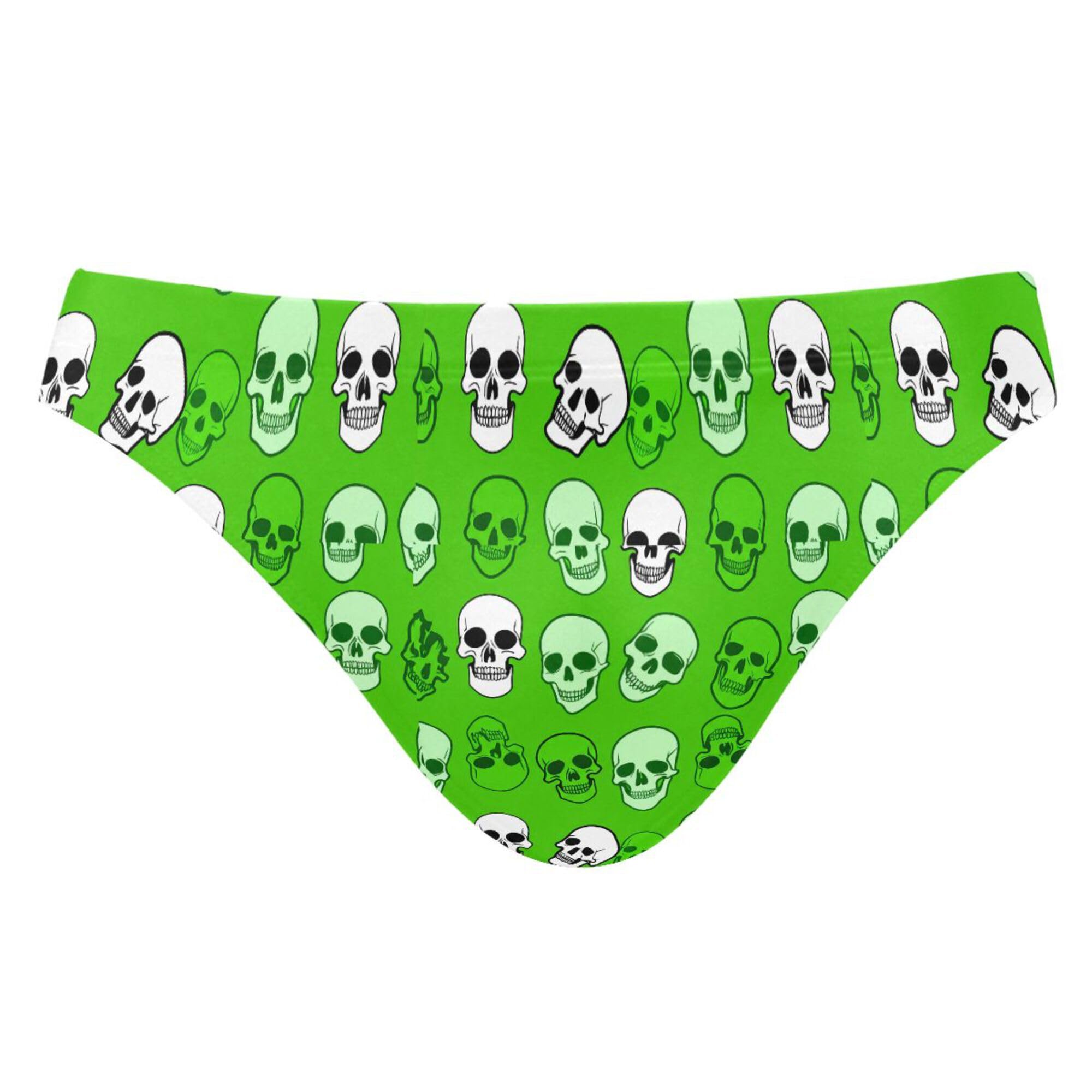 Skull Green Swim Briefs for Men Swimsuit Bikini Swimwear S B0404404