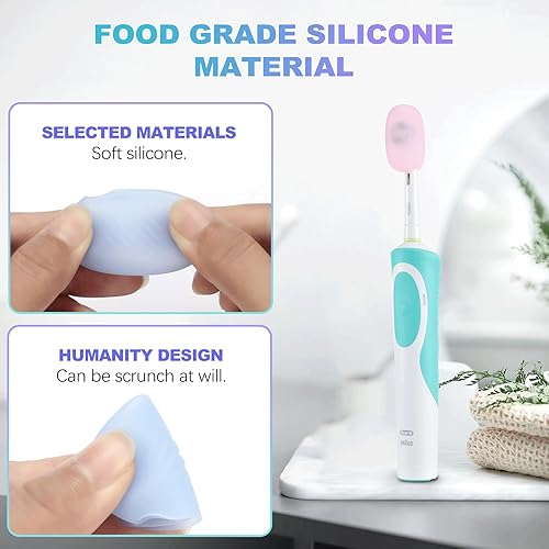 Miniatura 5 de Lapfoon 6 paquetes de fundas para cepillos de dientes, tapas de silicona para cepillos de dientes eléctricos de repuesto y cepillo de dientes manual