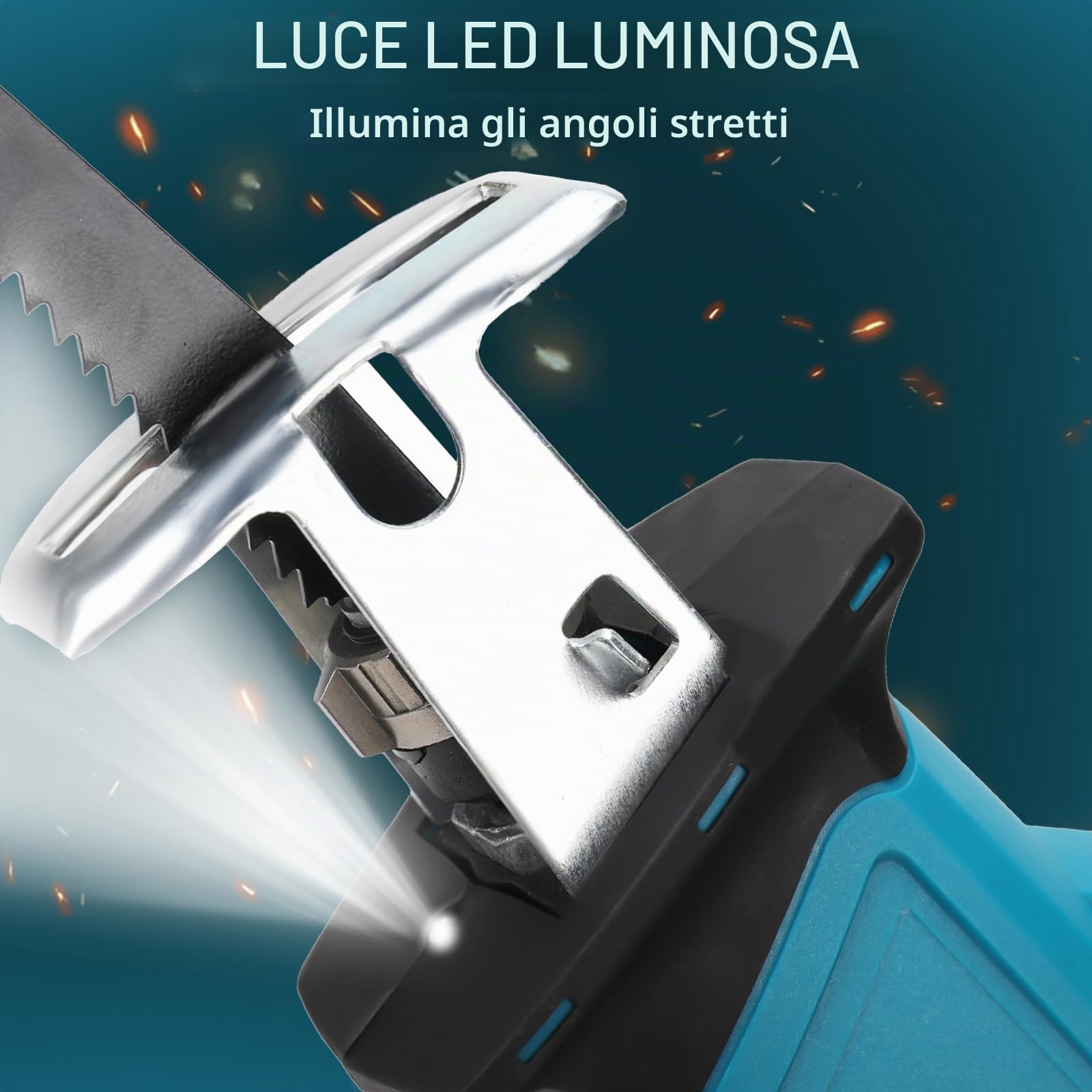 Sega Alternativa Compatibile con Makita 18V, Sega Gattuccio Elettrica a Velocità Variabile, Sega Manuale Elettrica con Cambio lama senza Attrezzi, Adatto per Tagliare Legno e Metallo (Due Batterie)