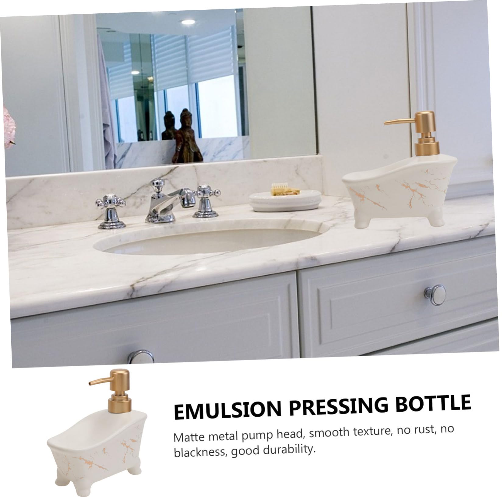 PRETYZOOM 1Pc Pressing Type Lotion Storage Bottle Refillable Hand Soap Dispenser for Liquid Soap Shampoo Essential Oils Stylish Marble Design for Bathroom Use