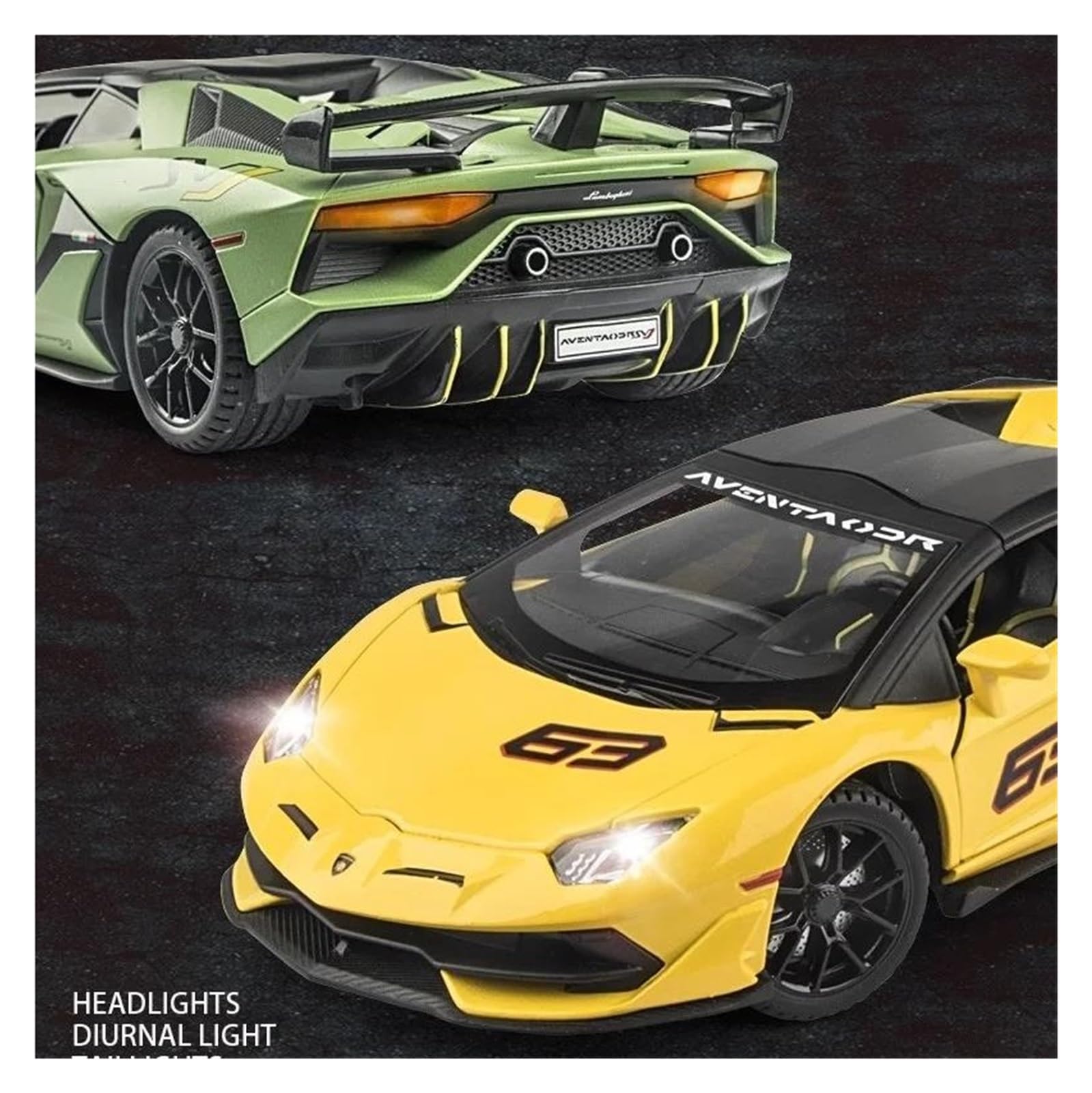 Dekoratives Automodell 1:24 for Aventador SVJ63 Sportwagen Modell Druckguss Legierung Auto Modell Dekorative Ornamente Party Geschenk zur Dekoration(Black)