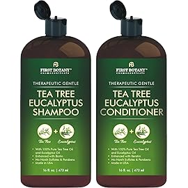 Tea Tree & Eucalyptus Shampoo and Conditioner Set - Clarifying & Scalp Care Formula with Activated Charcoal, Biotin & Keratin - Sulfate-Free, Made in USA - 16 fl oz x 2