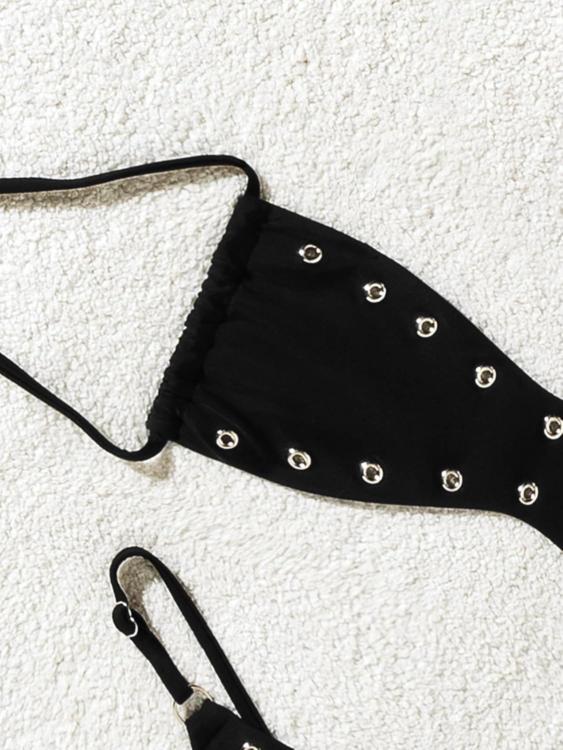 Fanuerg Women's Halter Thong Bikini Sets Sexy Metal Hole Two Piece Swimsuit Cutout Swimwear Bathing Suit - Image 5