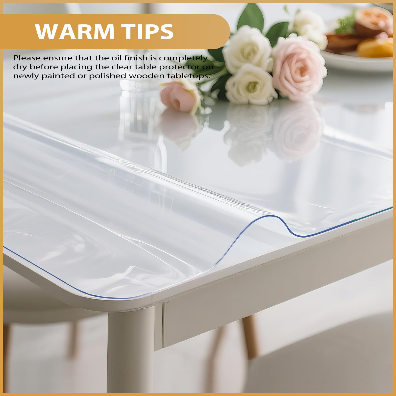 Protector de mesa transparente de 91 x 152 cm, 1.4 mm de grosor, impermeable, de plástico, PVC, duradero, para comedor, cocina, escritorio y mesas de café