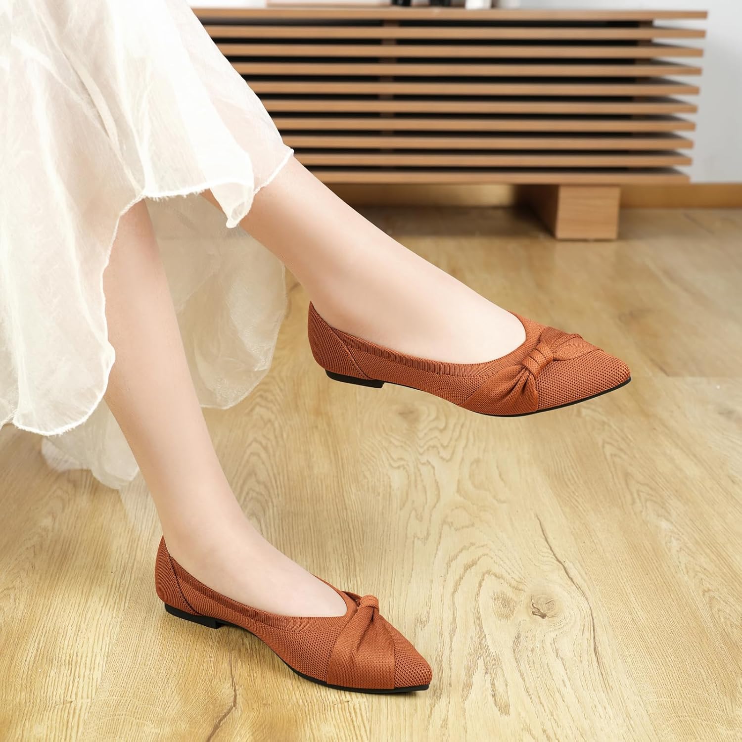 Pointed Toe Flats for Women Ballet Flats Comfortable Dressy Knit Lightweight Casual for Work Office Womens Flats - Image 7