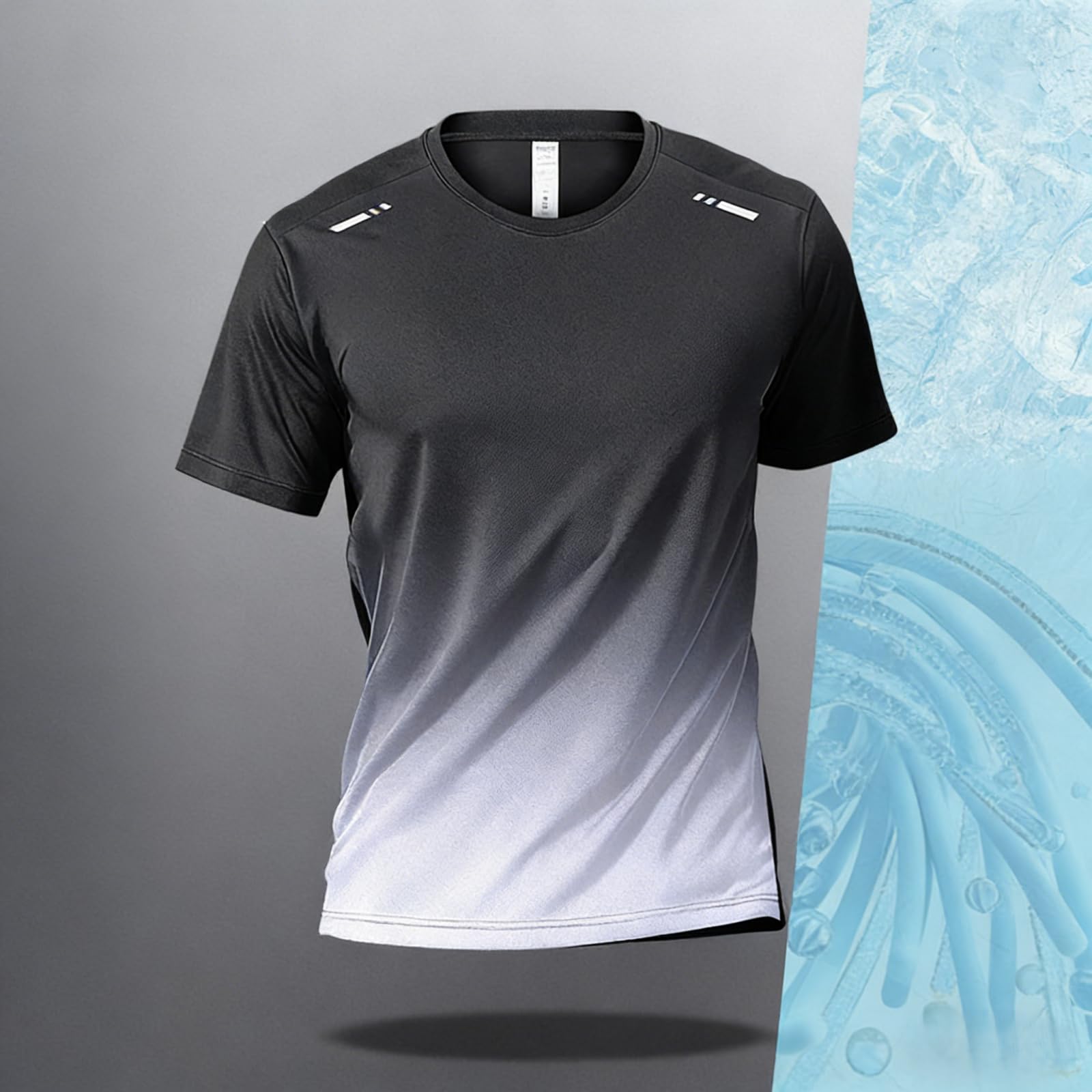 Camiseta de manga corta para hombre, de secado rápido, cuello redondo, atlética, para correr, gimnasio, entrenamiento — view 4