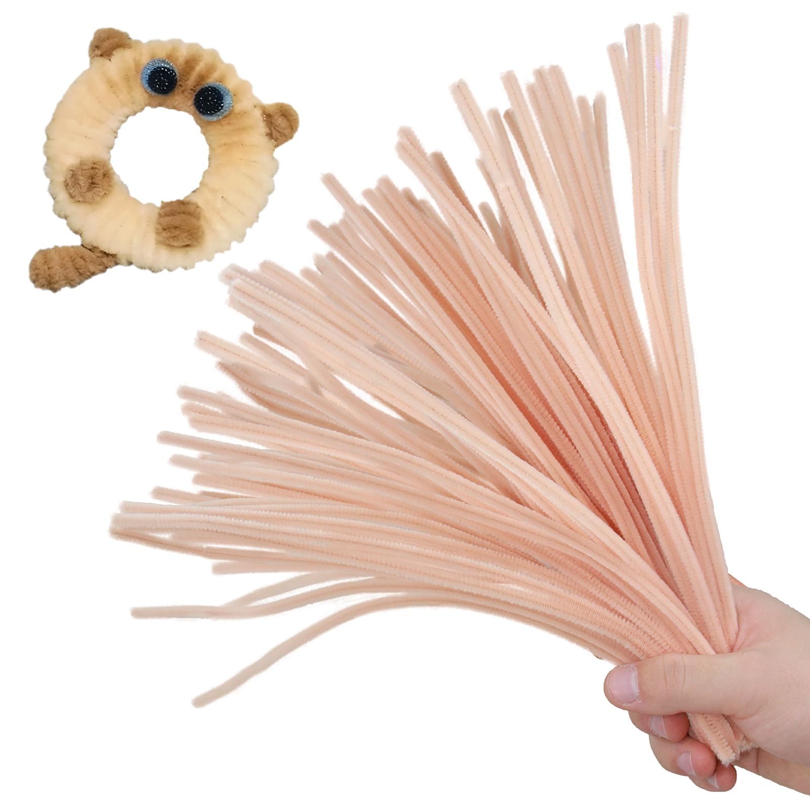 ESUOHYM 200 PCS Beige Colors Pipe Cleaners Craft Chenille Stems DIY Art Supplies Colorful Thick Fluffy Fuzzy Wire Sticks Bulk for Kids and Adults (Beige)