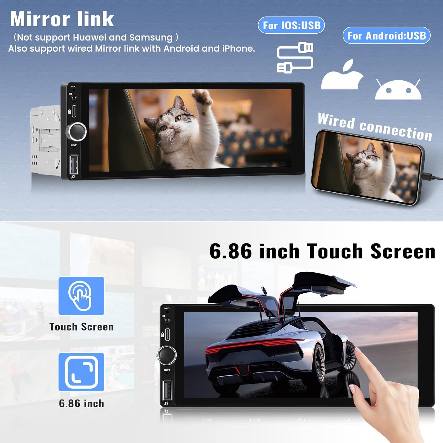 Mirror Link feature for iOS and Android devices on the SIXWIN Autoradio
