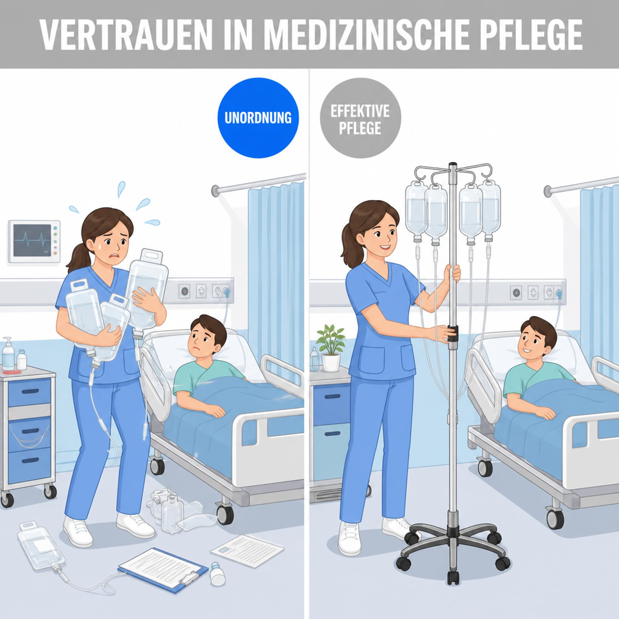 ATC Handels GmbH Infusionsständer verchromt mit 4 Haken und Kunststoff-Fußteil – höhenverstellbar & stabile Rollen