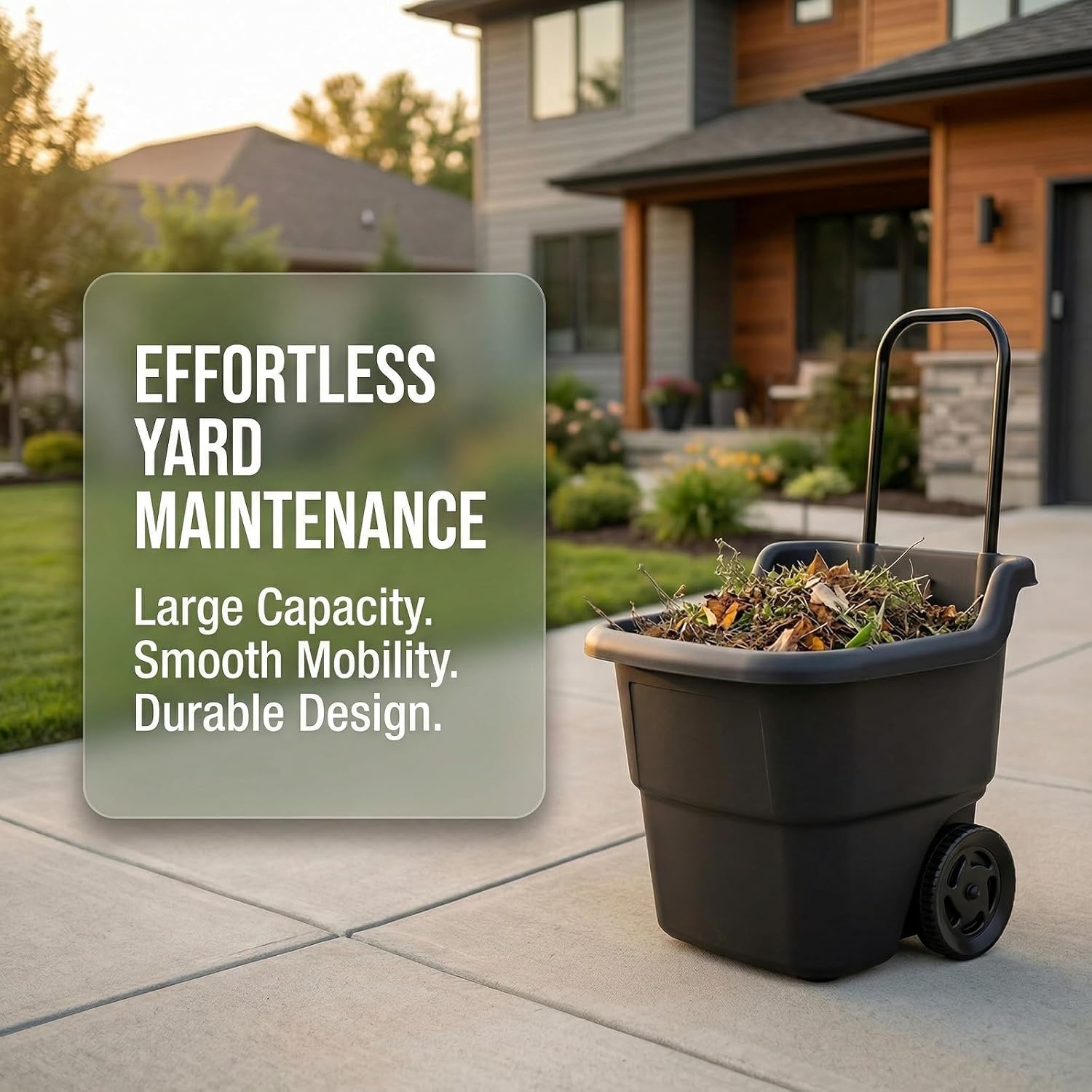 Black 15-Gallon Resin Reel Lawn Mower and Multi-Functional Cart, Wheeled Garden Cart with Wheels, Garden Cart with Extendable Handle and 7-inch Wheels, Suitable for Various Scenarios