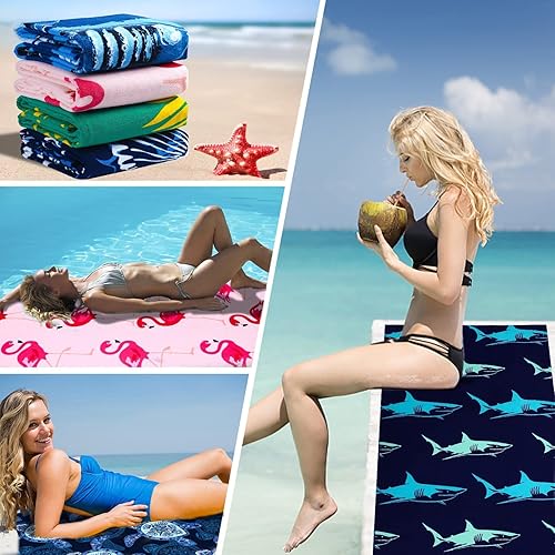 Miniatura 5 de Toalla de playa de rizo de gran tamaño de 36 x 72 pulgadas, suave, extra grande, para piscina, camping, natación, manta de viaje, crucero, artículos