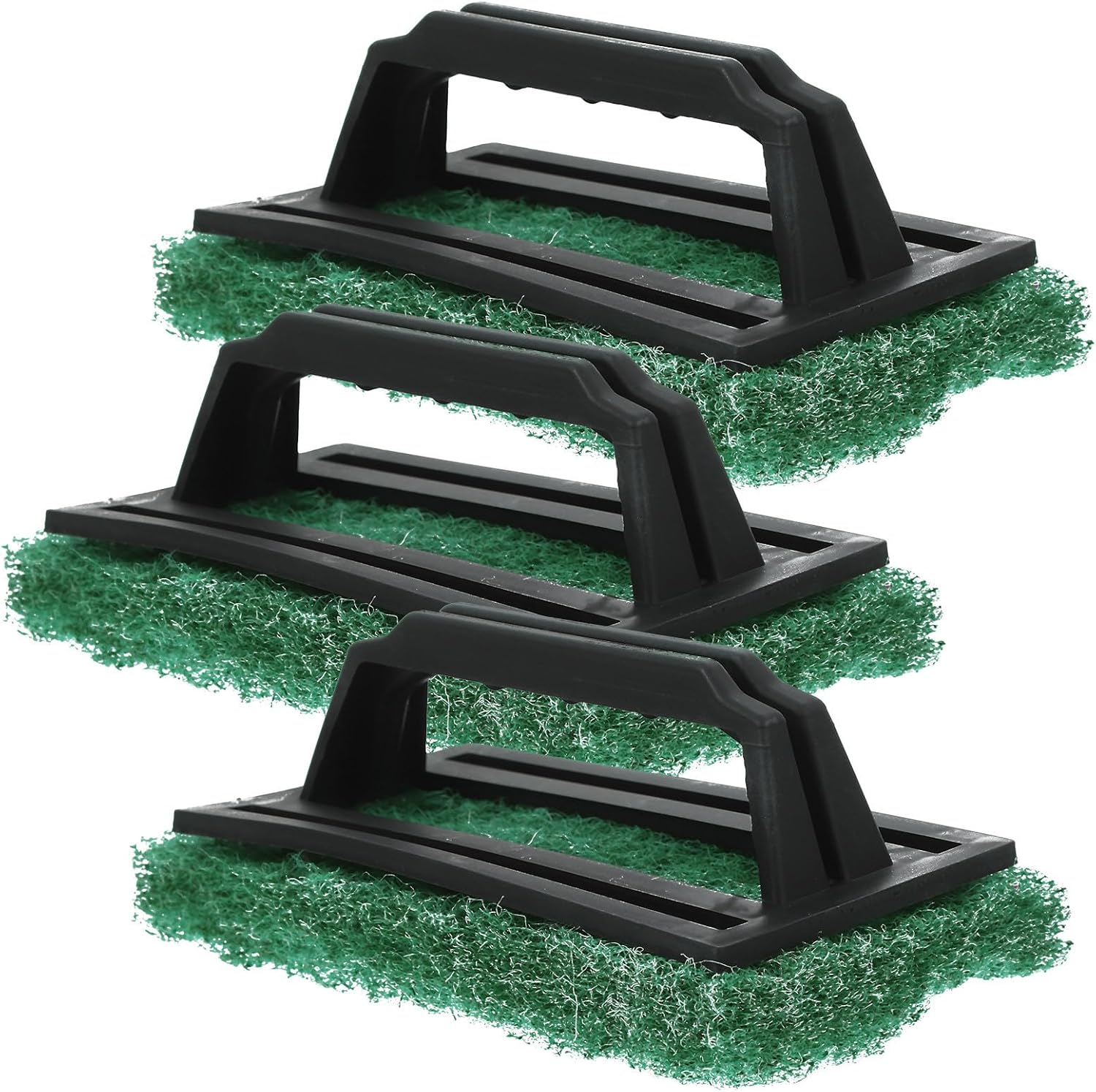 IDEANATEGRATE 3pcs Screen Printing Brushes Scrub Pads with Handle Green Wear Resistant Ink Remover Cleaner Accessories for Screen Printing Supplies