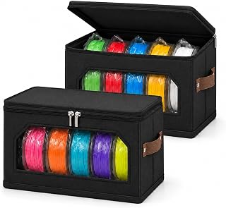 2 Pack Filament Storage Box, Premium 3D Printing Filament Holder Container | Holds Up to 10 Rolls 1KG, Zipper Sealing for Protection, Portable for Home Office, Water-Resistant, Dust-Proof, Allgawise