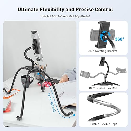 Miniatura 2 de AboveTEK Soporte para iPad para cama, soporte ajustable para tableta, soporte para Kindle manos libres de 360 para leer en la cama, compatible con