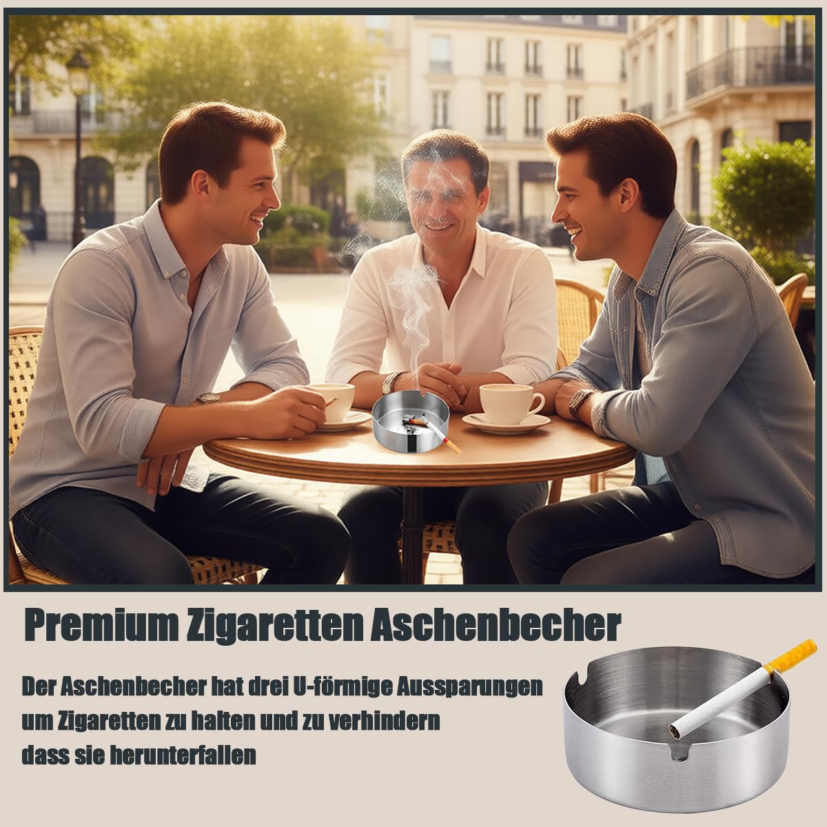 36 Stück Edelstahl Aschenbecher - 8 cm Runden Aschenbechern Moderne Tischplatte - Abascher Tragbar Metall Set für Haushalt und Gastronomie Innenraum und Draußen