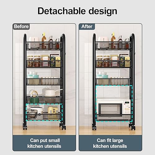 Miniatura 6 de Cesta de frutas de 5 niveles, cesta de almacenamiento de cocina, apilable y desmontable, cesta de frutas y verduras, soporte para verduras con