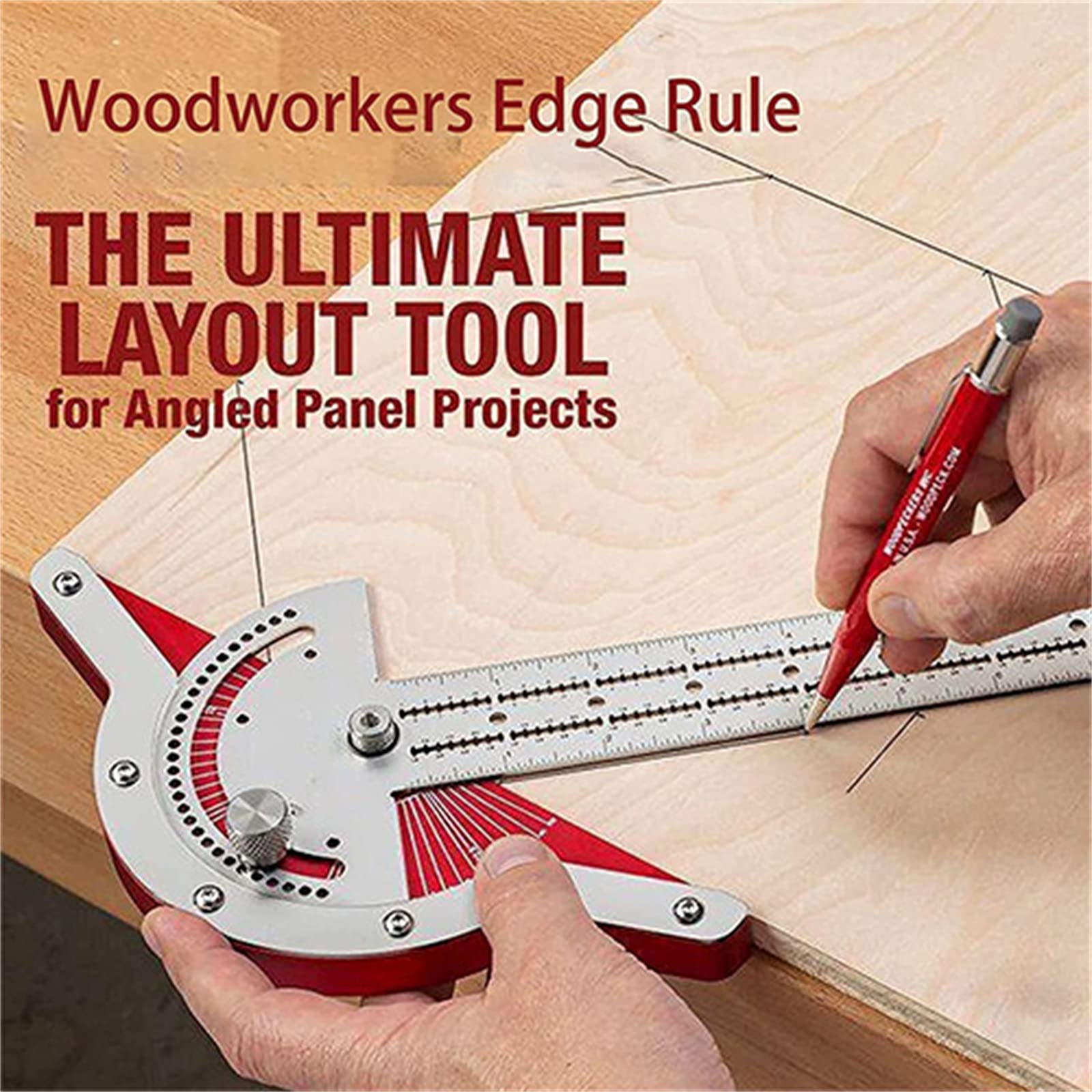 Woodworkers Edge Rule, Protractor Angle Finder, Adjustable Two Arm