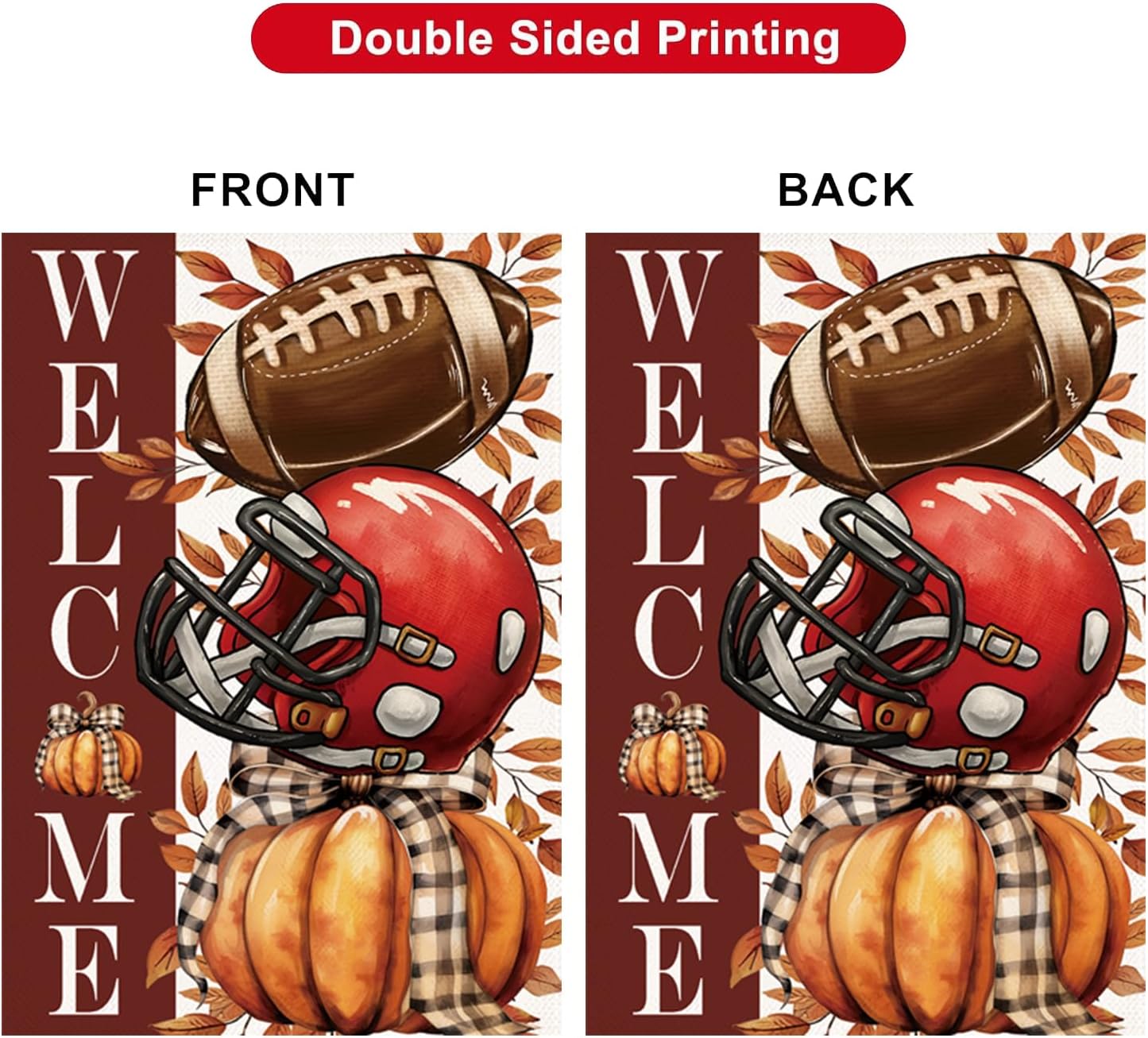 HOMFREEST Fall Football Garden Flag 12x18 Inch Double Sided Burlap Outside Welcome Pumpkin Small Flag Autumn Seasonal Thanksgiving Yard Outdoor Decoration - Image 5