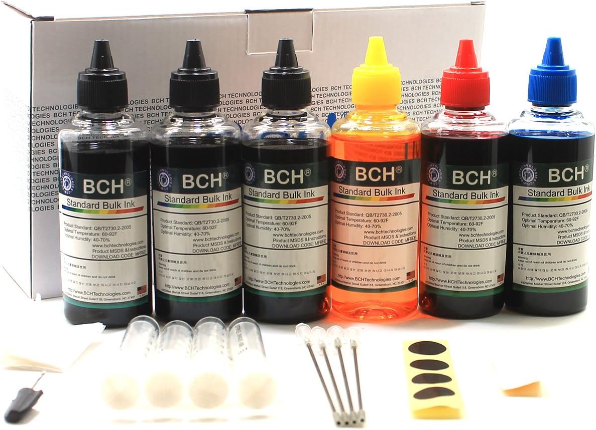 BCH Max Yield 600ml Printer Refill Ink Kit - for Inkjet Printers - Not Edible - High Page Yield, Vibrant Colors