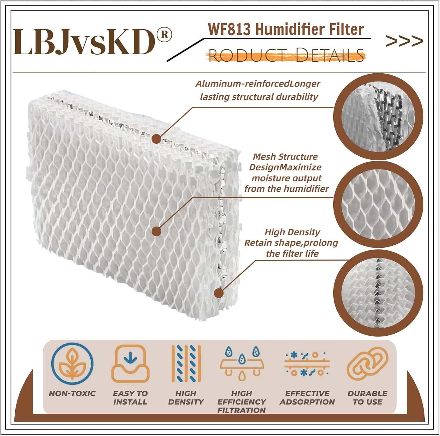 Replaces for Equate Humidifier Filters Replacement WF813-6pk, Cool Mist Humidifiers Wick Filters, Fits Relion RCM832/RCM-832N, Procare PCWF813, Protec, Equate EQ-2119-UL/EQWF813