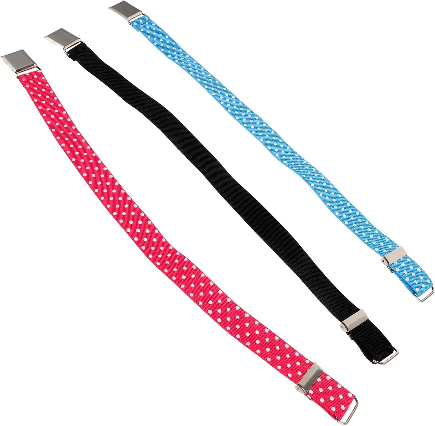 SOLUSTRE 3pcs Adjustable Waist Belts for Boys, Elastic Nylon Waistband with Buckle, Stretchy Polka Dot Belts for Jeans Dresses, Red Blue Black