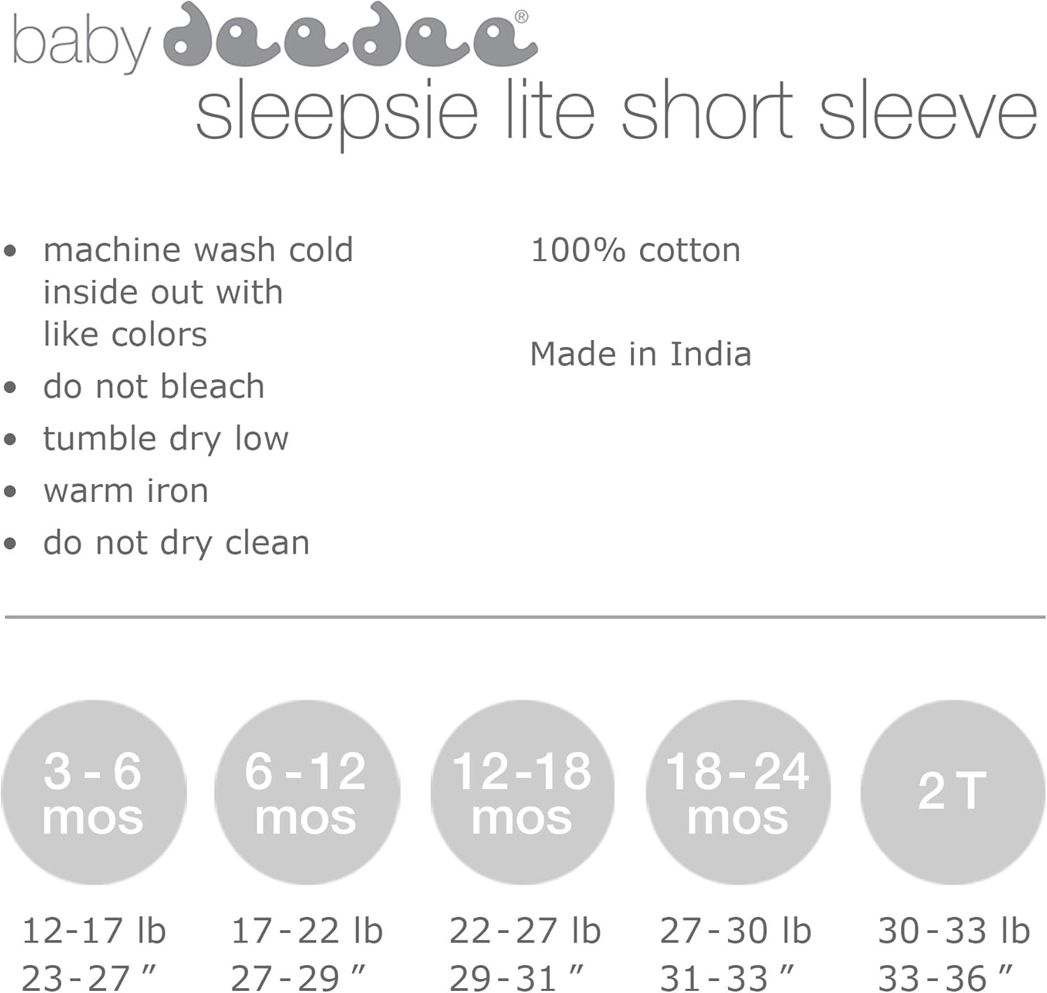 Baby Deedee Short Sleeve 1 Piece Footless Romper Pajama