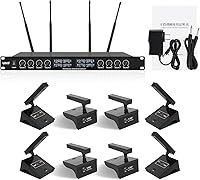 Vista 9 de XTUGA Sistema de micrófono inalámbrico YT8, UHF 8 canales cuello de cisne inalámbrico sistema de micrófono, micrófonos de conferencia de escritorio