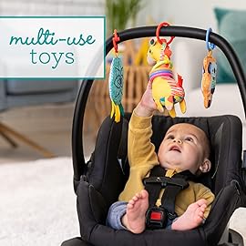 Infantino 4-in-1 Twist & Fold Musical Mobile Gym - Includes Linkable Toys, Repositionable Mirror, Feather Teether, On-The-Go Activities, Boho Styled Play Mat for Infants and Toddlers 0M+