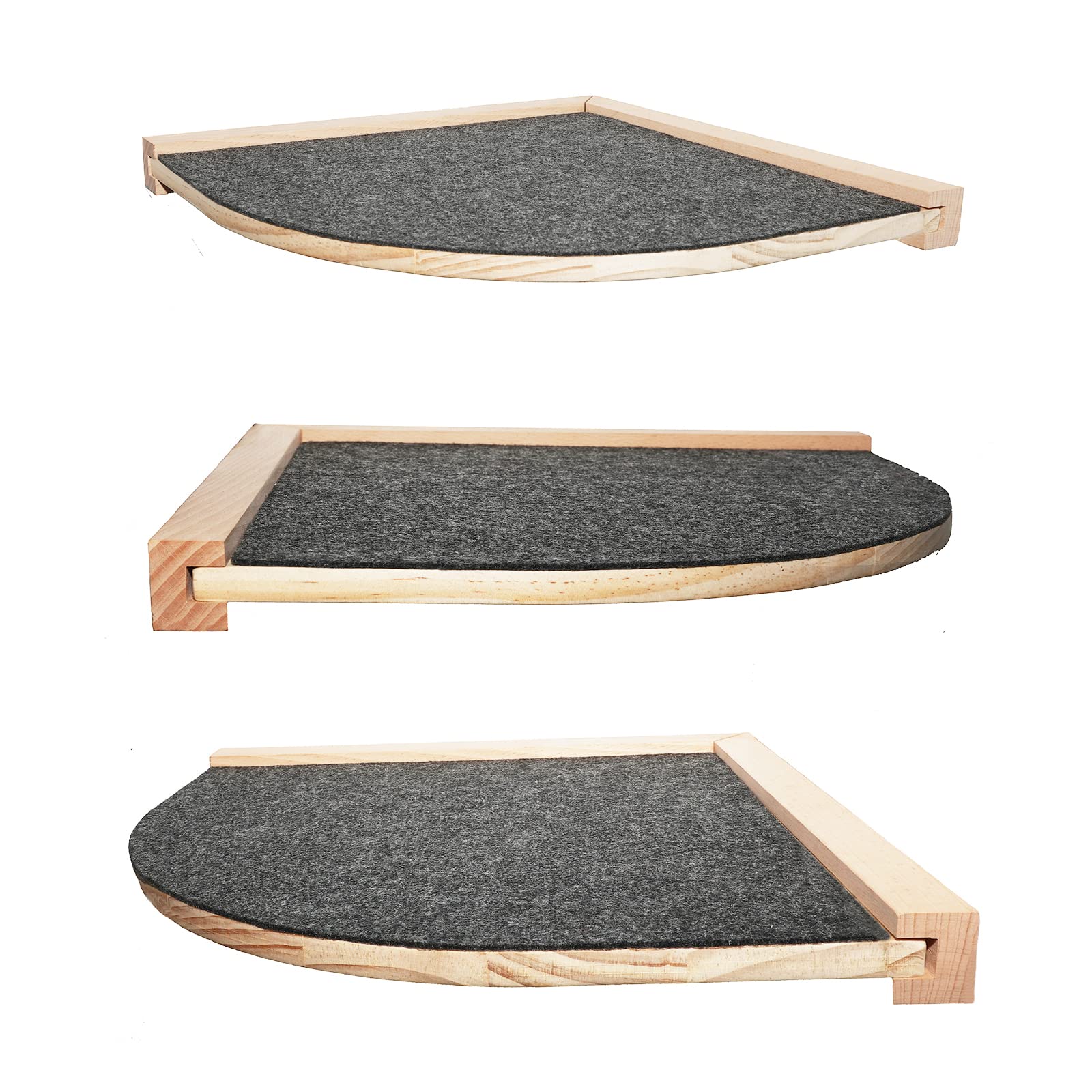 Purife Cat Hammock Wall Perch Set with 2 Steps Indoor, Wall Mounted Cat Corner Shelves & Bed with Climbing Steps, Scratching Post