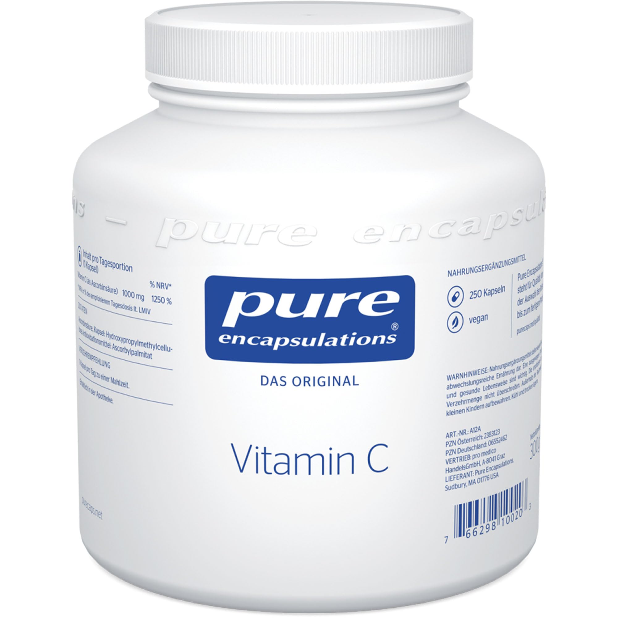 Pure Encapsulations - Vitamin C - 1000 mg hochdosiertes Vitamin C für Immunsystem und Kollagen - 250 Kapseln