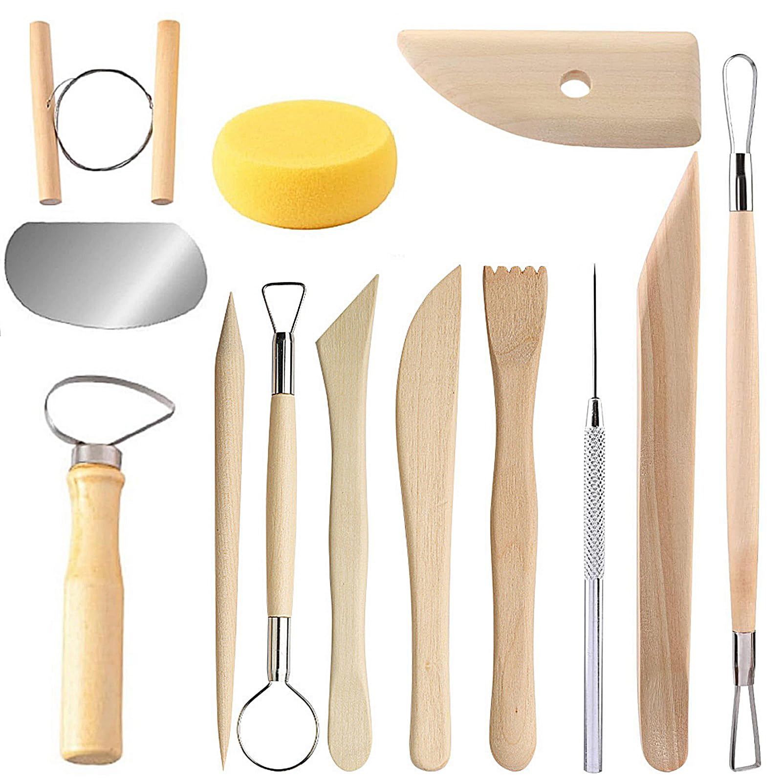 Pottery Tools Clay Carving Tools Set of 13 Wooden Shavers, Ceramics and Clay Tools, Clay Crafting, Figurine, Multi-functional Carving Wooden Knife Combo Set, Cutting, Sharpening, Molding Supplies : Ho