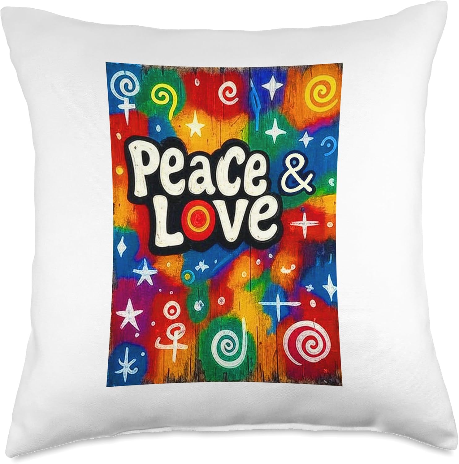 Peace and Love Hippie Sign Throw Pillow
